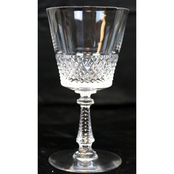 Val St Lambert Claret Wine Glass Heidleberg Diamond Cut Blown 5" Tall Red White - Picture 2 of 5